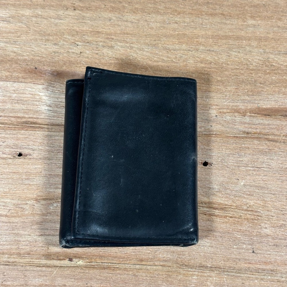 Buxton Mens Black Genuine Leather Trifold Wallet Classic Compact ID Window